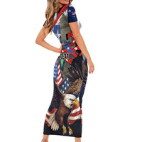 Personalized Puerto Rico 4th of July Short Sleeve Bodycon Dress USA Statue of Liberty El Morro