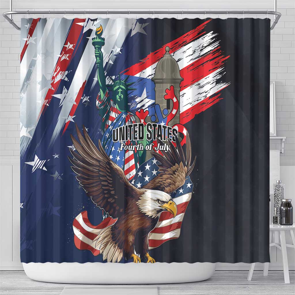 Puerto Rico 4th of July Shower Curtain USA Statue of Liberty El Morro