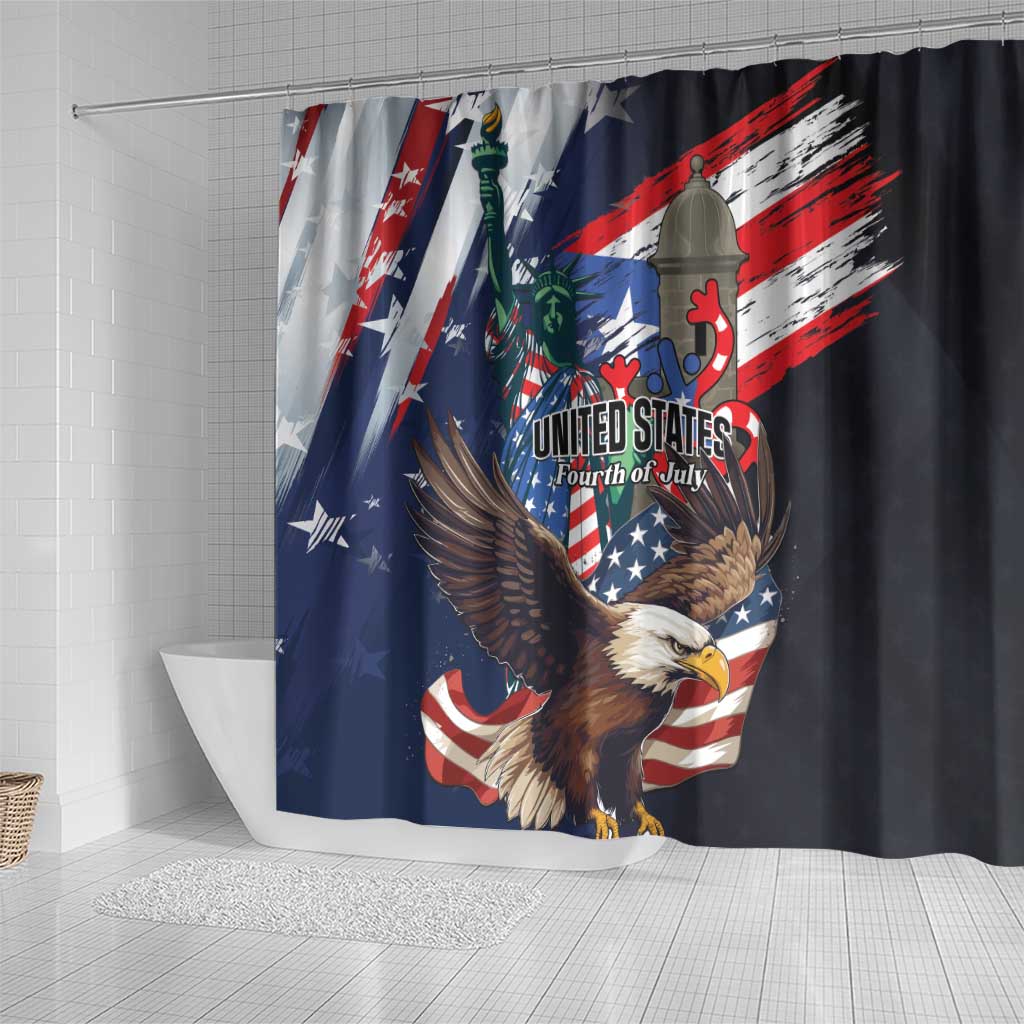 Puerto Rico 4th of July Shower Curtain USA Statue of Liberty El Morro