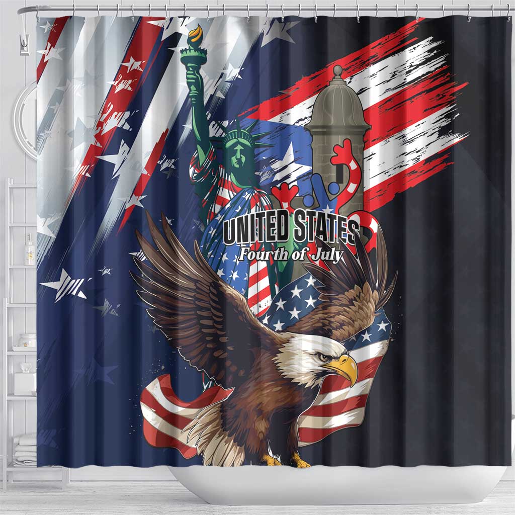 Puerto Rico 4th of July Shower Curtain USA Statue of Liberty El Morro