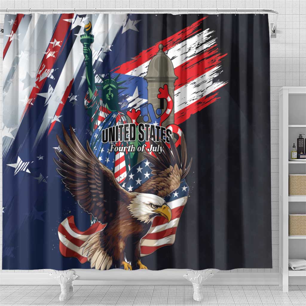 Puerto Rico 4th of July Shower Curtain USA Statue of Liberty El Morro