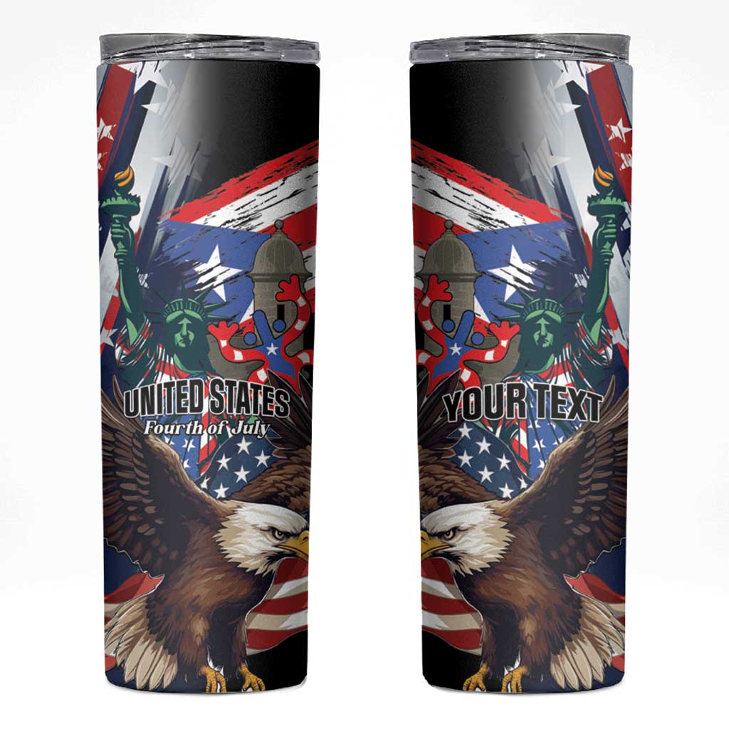 Personalized Puerto Rico 4th of July Skinny Tumbler USA Statue of Liberty El Morro