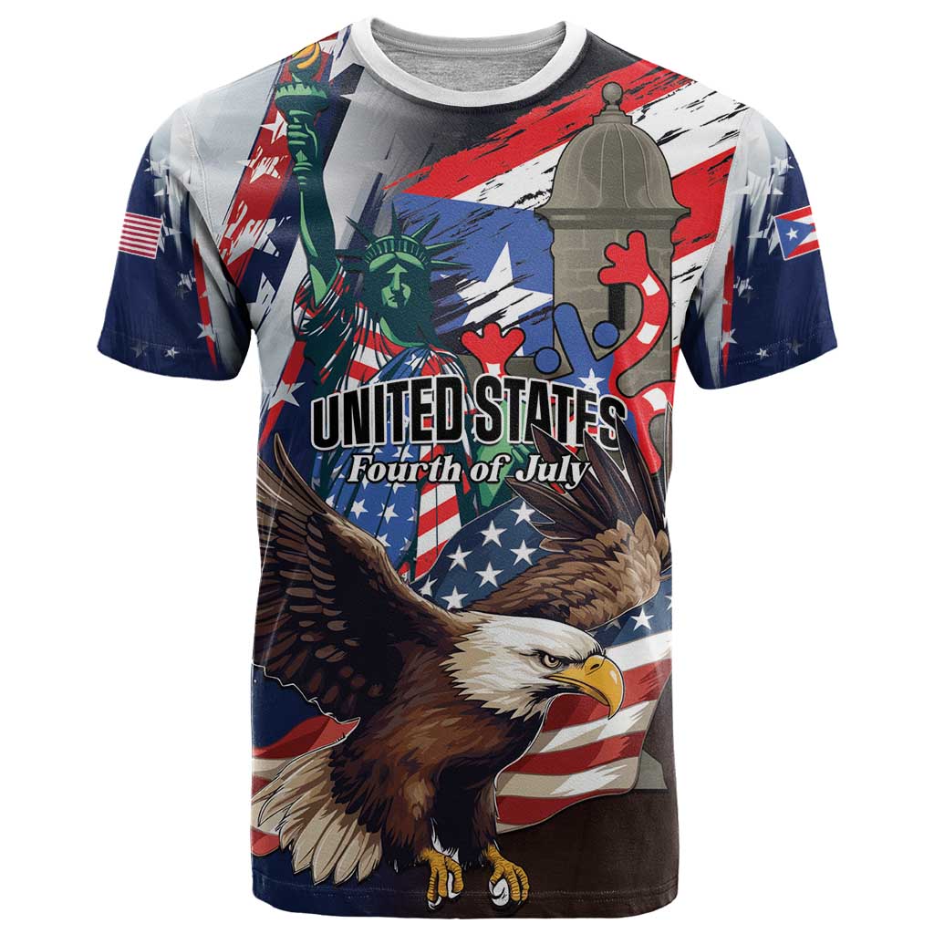 Personalized Puerto Rico 4th of July T Shirt USA Statue of Liberty El Morro