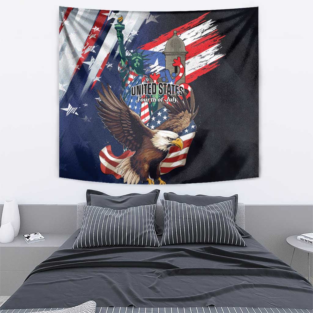 Puerto Rico 4th of July Tapestry USA Statue of Liberty El Morro