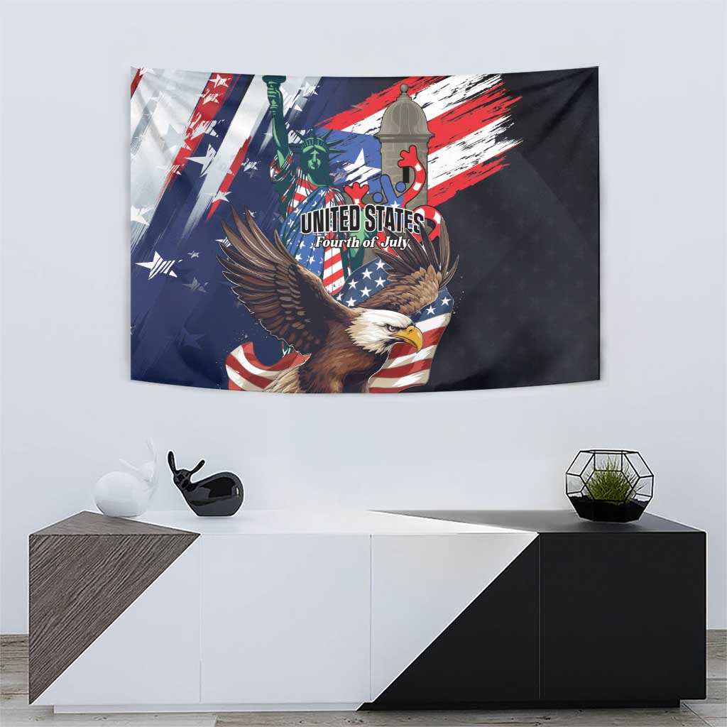Puerto Rico 4th of July Tapestry USA Statue of Liberty El Morro