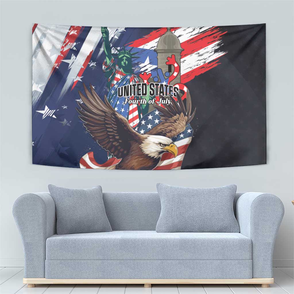 Puerto Rico 4th of July Tapestry USA Statue of Liberty El Morro