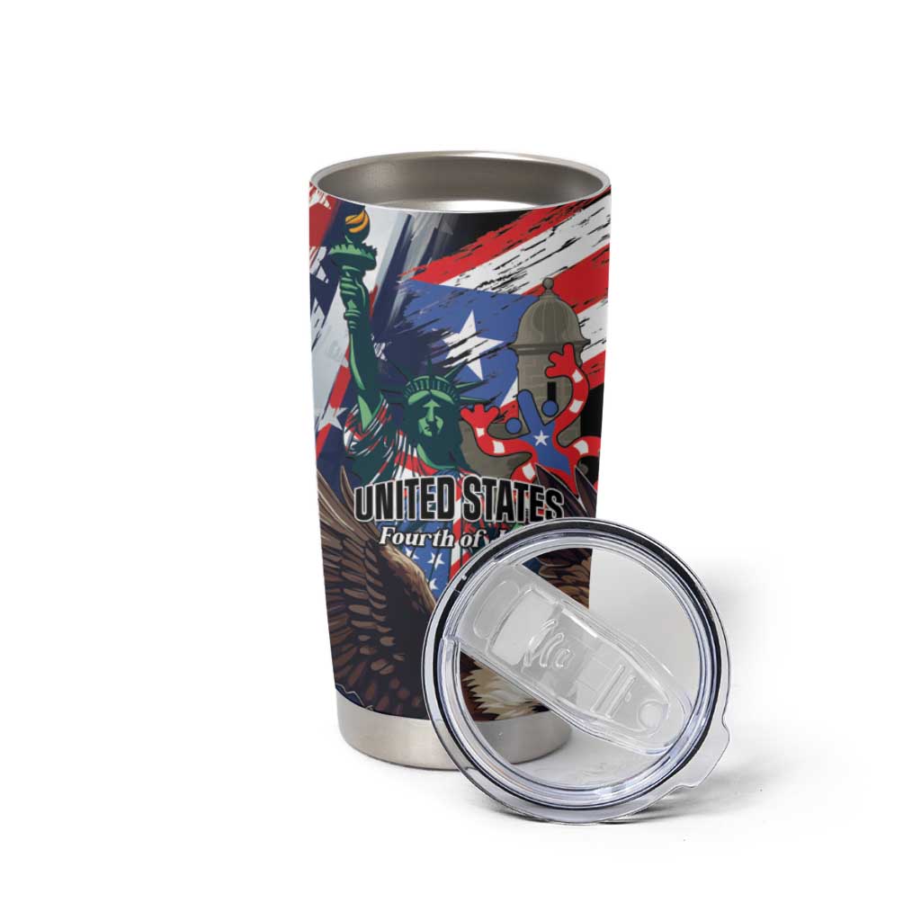 Personalized Puerto Rico 4th of July Tumbler Cup USA Statue of Liberty El Morro