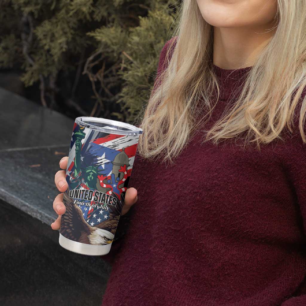 Personalized Puerto Rico 4th of July Tumbler Cup USA Statue of Liberty El Morro