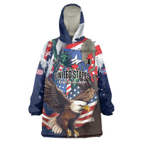 Personalized Puerto Rico 4th of July Wearable Blanket Hoodie USA Statue of Liberty El Morro