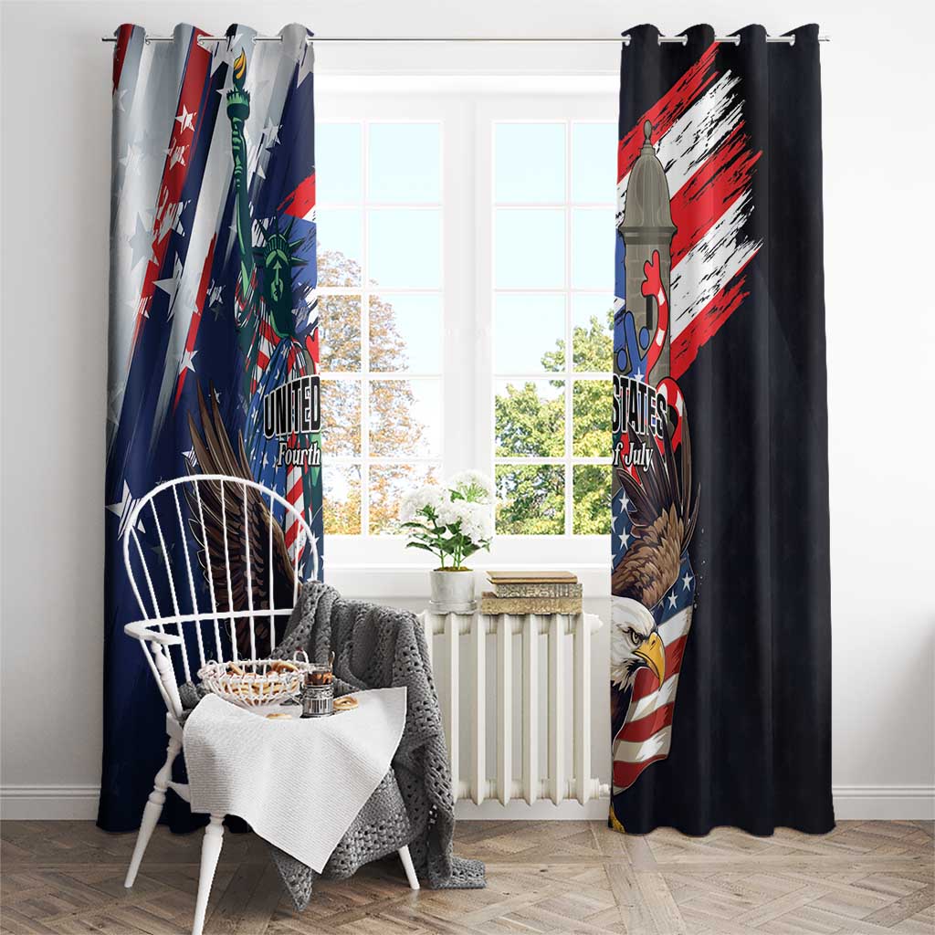 Puerto Rico 4th of July Window Curtain USA Statue of Liberty El Morro