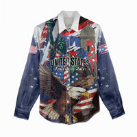 Personalized Puerto Rico 4th of July Women Casual Shirt USA Statue of Liberty El Morro