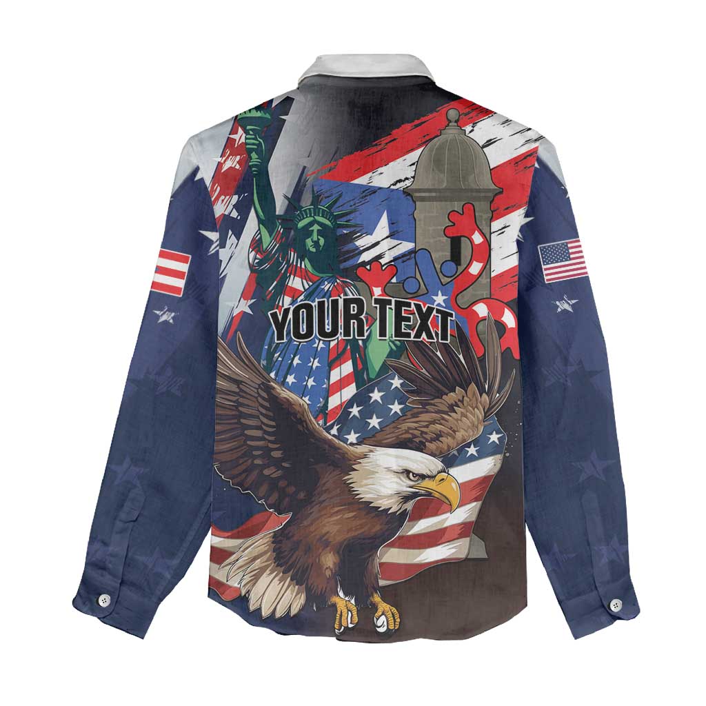 Personalized Puerto Rico 4th of July Women Casual Shirt USA Statue of Liberty El Morro