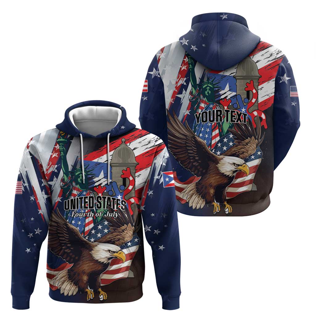 Personalized Puerto Rico 4th of July Zip Hoodie USA Statue of Liberty El Morro