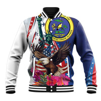 Personalized US Virgin Islands 4th of July Baseball Jacket US Eagle Statue of Liberty
