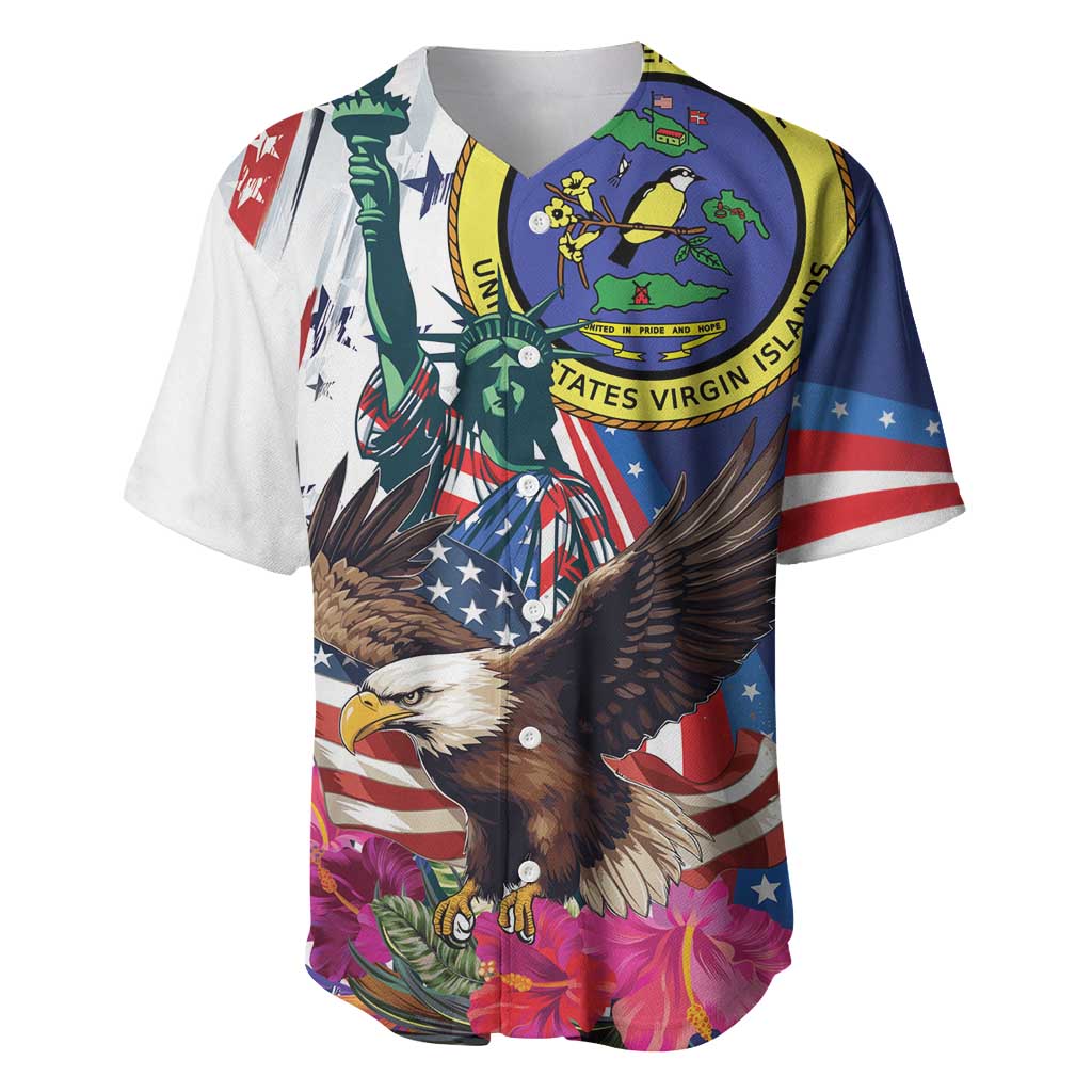 Personalized US Virgin Islands 4th of July Baseball Jersey US Eagle Statue of Liberty