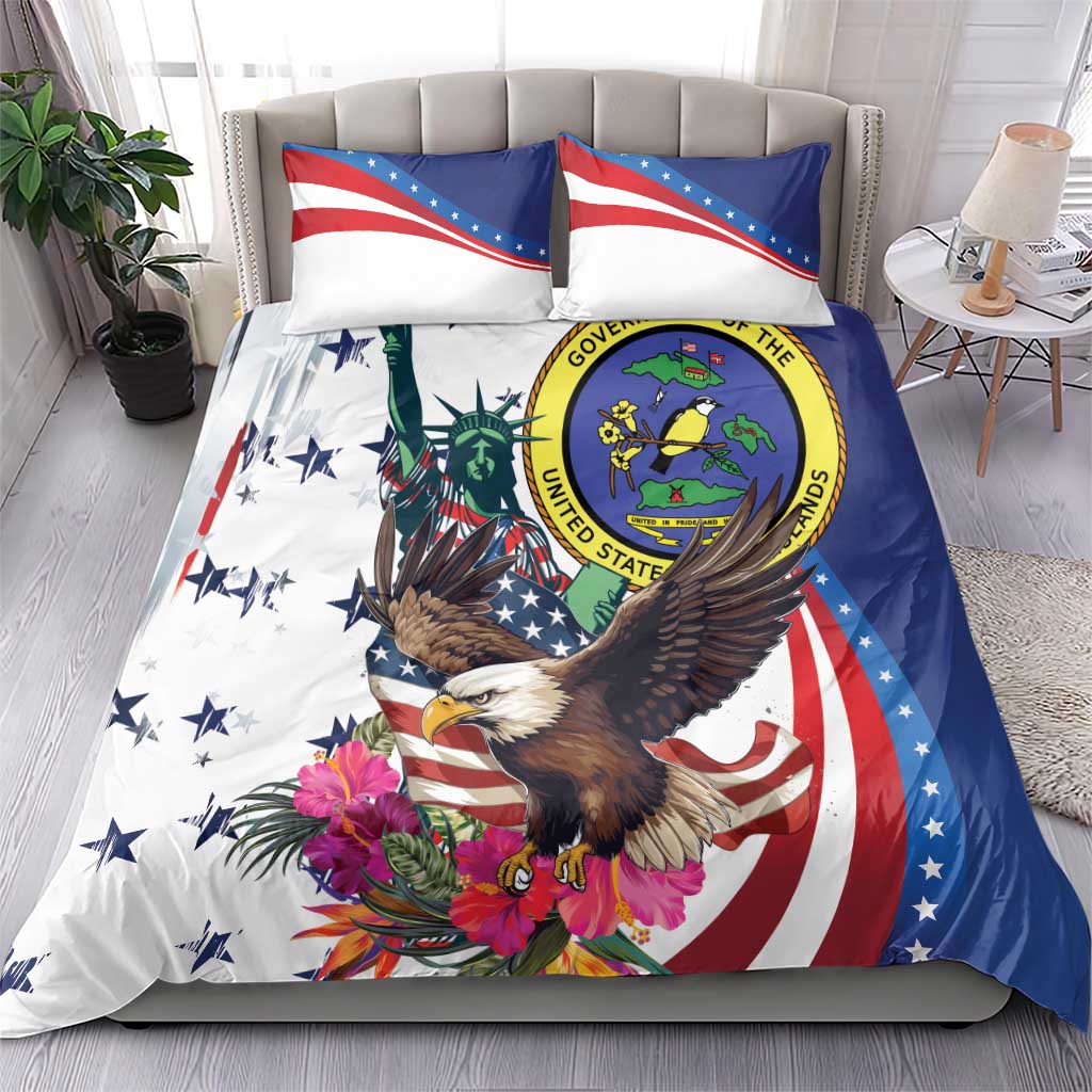 US Virgin Islands 4th of July Bedding Set US Eagle Statue of Liberty