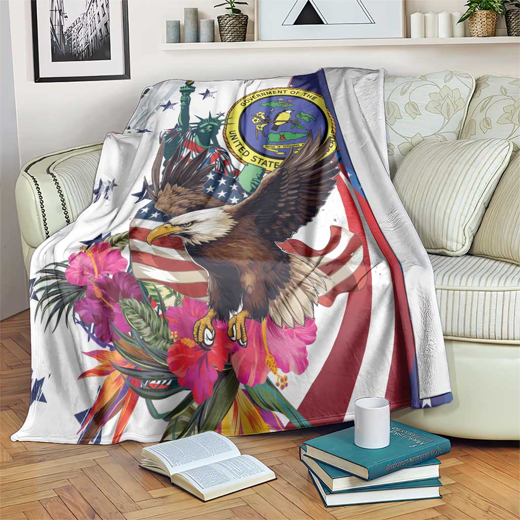 US Virgin Islands 4th of July Blanket US Eagle Statue of Liberty
