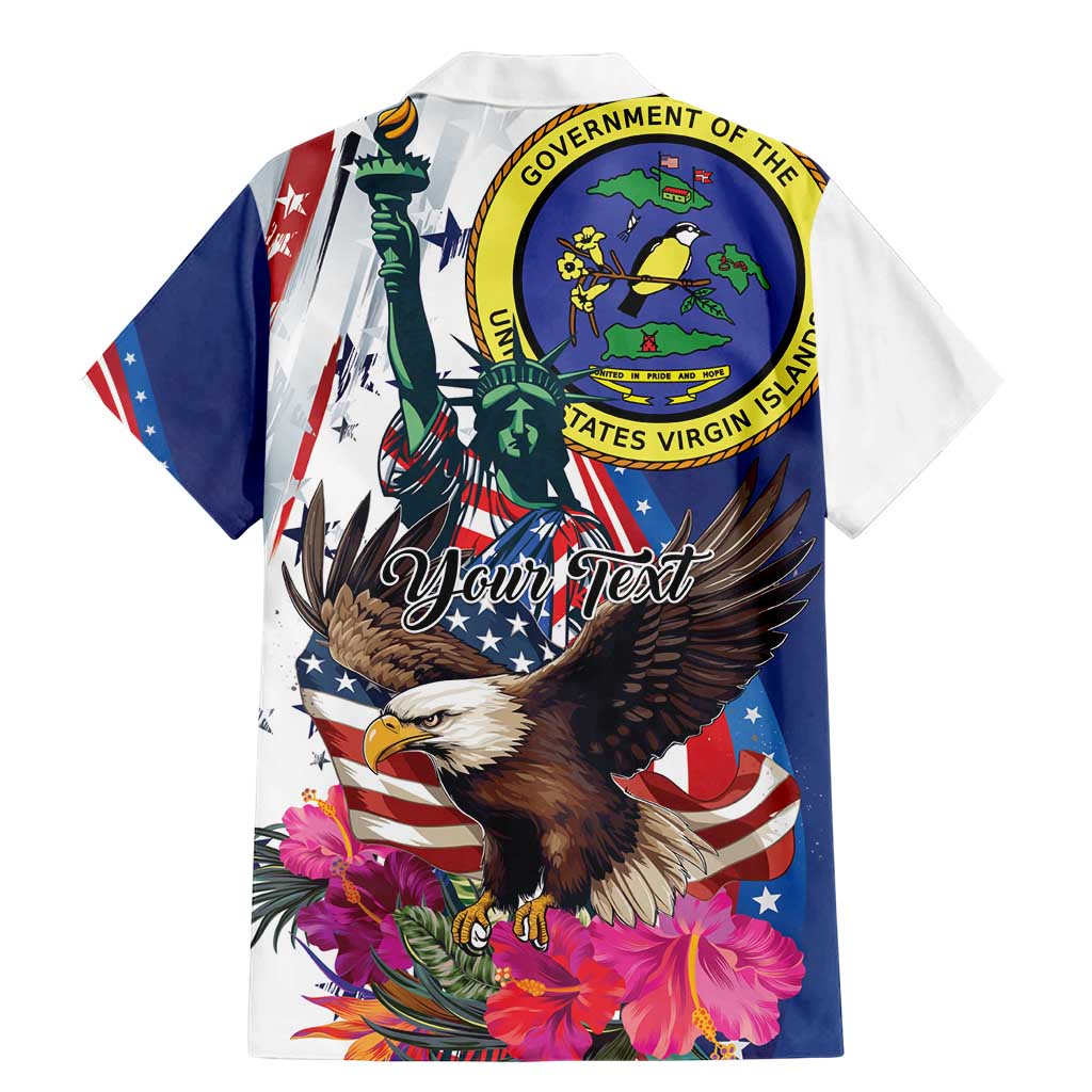 Personalized US Virgin Islands 4th of July Family Matching Mermaid Dress and Hawaiian Shirt US Eagle Statue of Liberty
