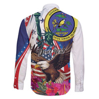 Personalized US Virgin Islands 4th of July Family Matching Puletasi and Hawaiian Shirt US Eagle Statue of Liberty
