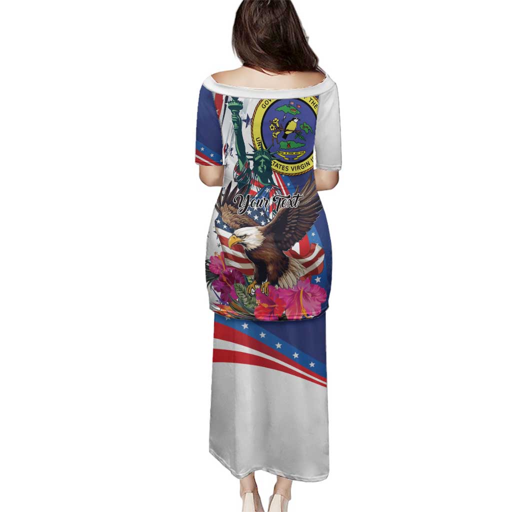 Personalized US Virgin Islands 4th of July Family Matching Puletasi and Hawaiian Shirt US Eagle Statue of Liberty