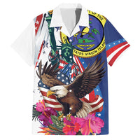 Personalized US Virgin Islands 4th of July Family Matching Short Sleeve Bodycon Dress and Hawaiian Shirt US Eagle Statue of Liberty