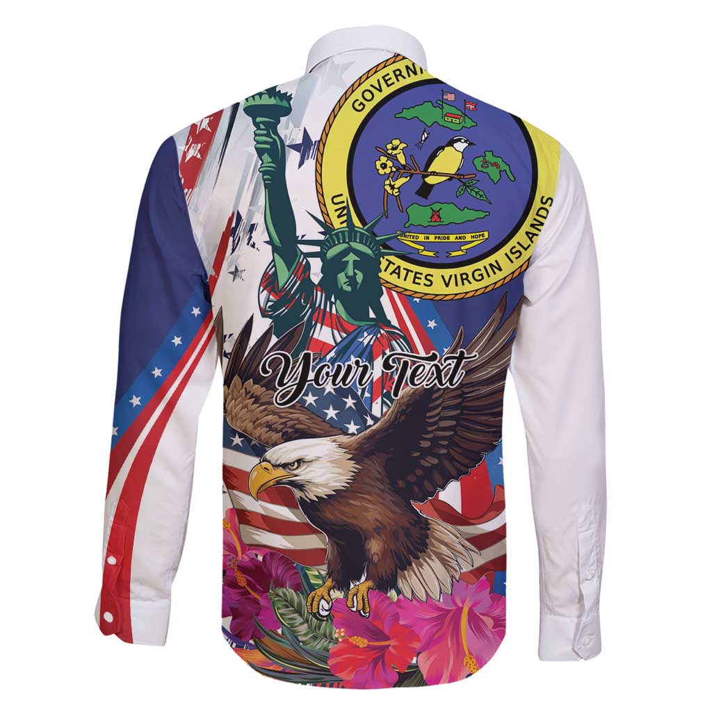 Personalized US Virgin Islands 4th of July Family Matching Tank Maxi Dress and Hawaiian Shirt US Eagle Statue of Liberty