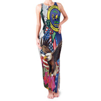 Personalized US Virgin Islands 4th of July Family Matching Tank Maxi Dress and Hawaiian Shirt US Eagle Statue of Liberty