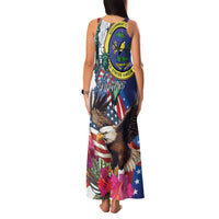 Personalized US Virgin Islands 4th of July Family Matching Tank Maxi Dress and Hawaiian Shirt US Eagle Statue of Liberty
