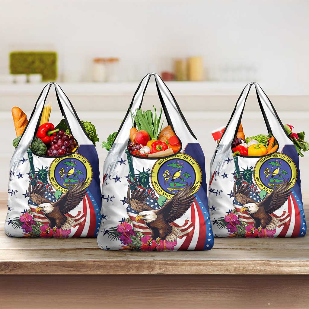 US Virgin Islands 4th of July Grocery Bag US Eagle Statue of Liberty