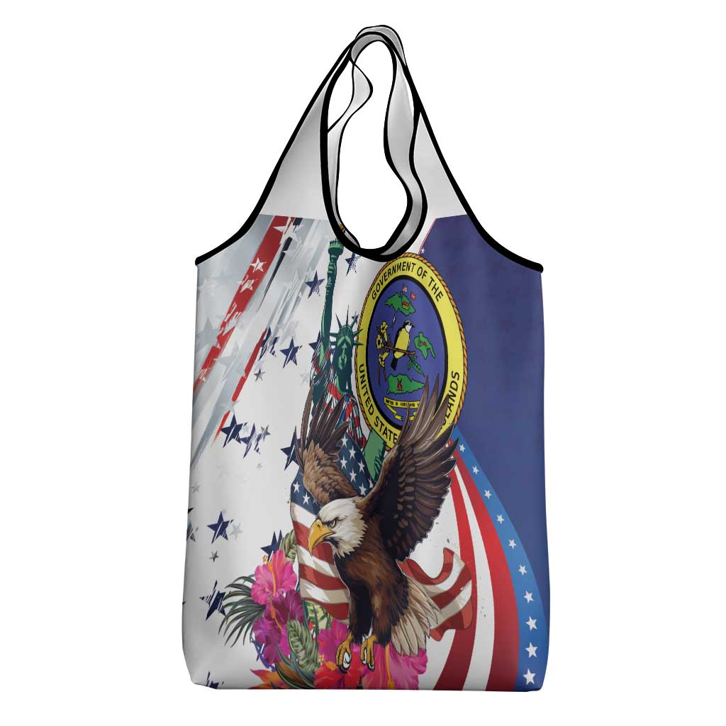 US Virgin Islands 4th of July Grocery Bag US Eagle Statue of Liberty