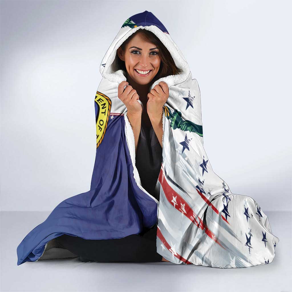 US Virgin Islands 4th of July Hooded Blanket US Eagle Statue of Liberty