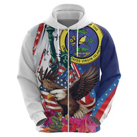 Personalized US Virgin Islands 4th of July Hoodie US Eagle Statue of Liberty