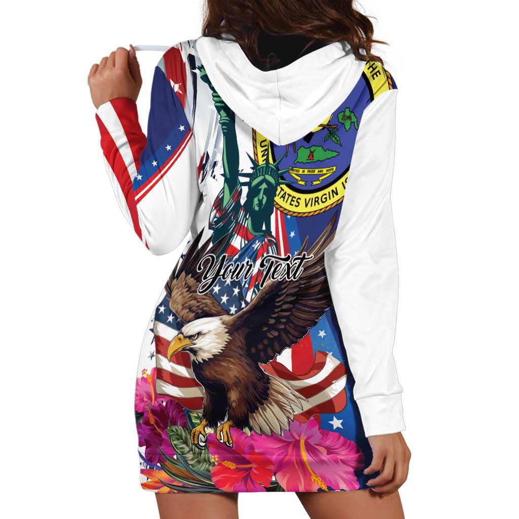 Personalized US Virgin Islands 4th of July Hoodie Dress US Eagle Statue of Liberty