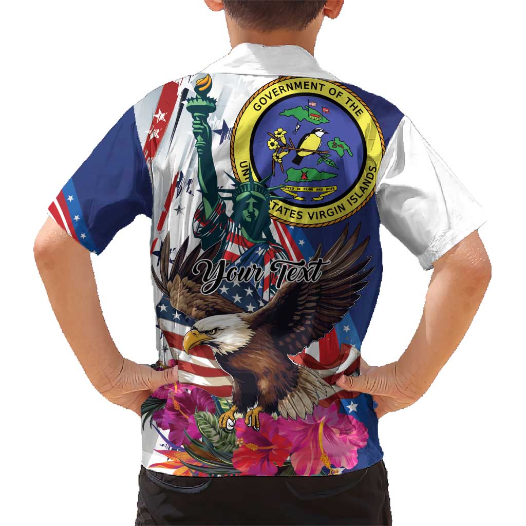 Personalized US Virgin Islands 4th of July Kid Hawaiian Shirt US Eagle Statue of Liberty