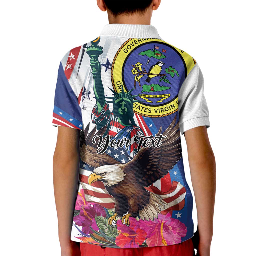 Personalized US Virgin Islands 4th of July Kid Polo Shirt US Eagle Statue of Liberty