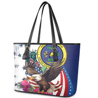US Virgin Islands 4th of July Leather Tote Bag US Eagle Statue of Liberty