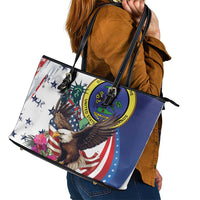 US Virgin Islands 4th of July Leather Tote Bag US Eagle Statue of Liberty