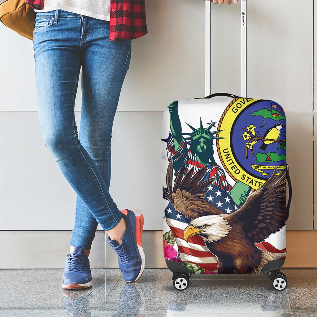 US Virgin Islands 4th of July Luggage Cover US Eagle Statue of Liberty