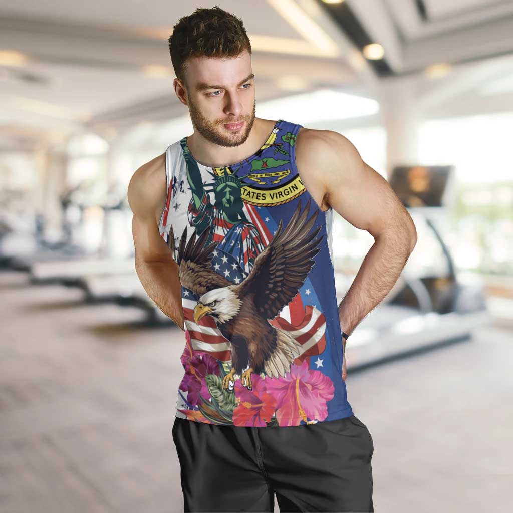 Personalized US Virgin Islands 4th of July Men Tank Top US Eagle Statue of Liberty