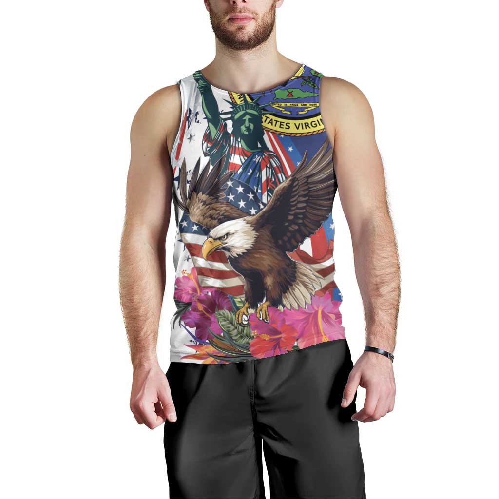 Personalized US Virgin Islands 4th of July Men Tank Top US Eagle Statue of Liberty