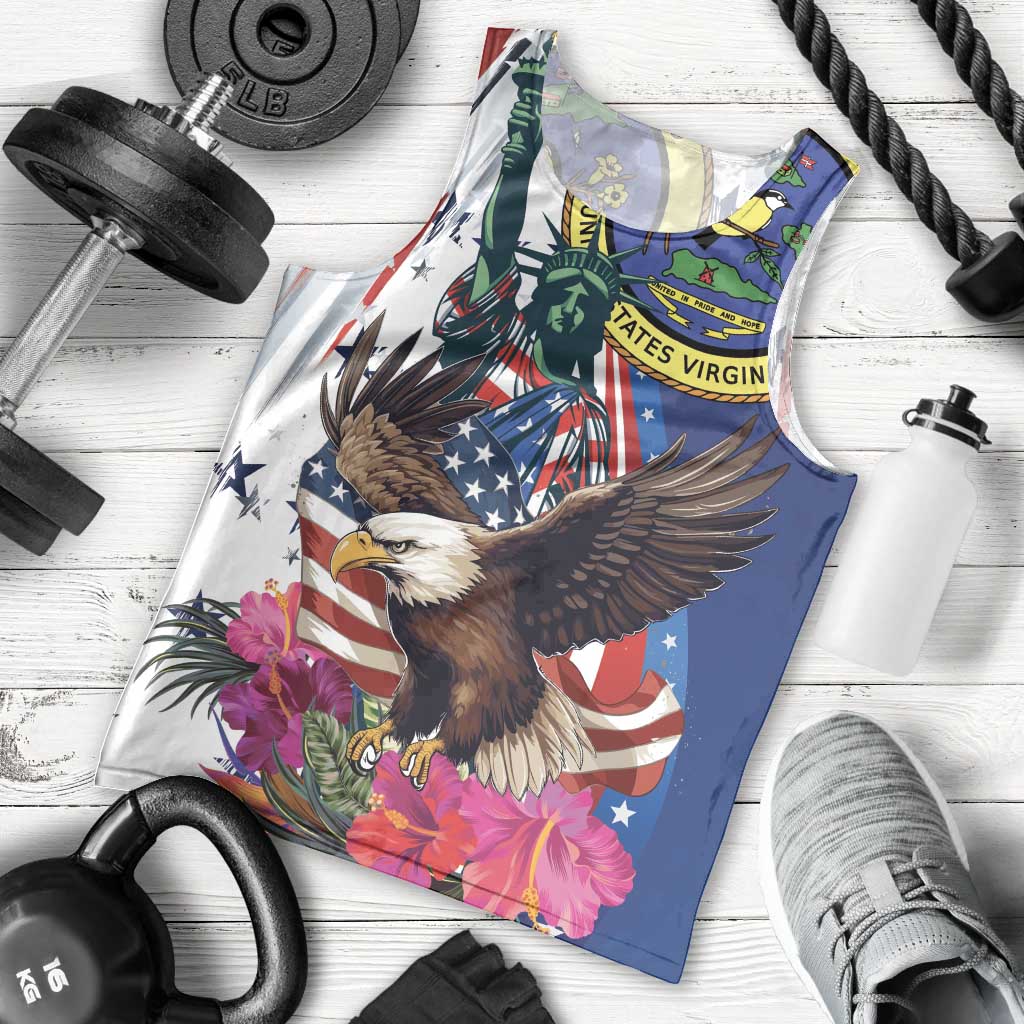Personalized US Virgin Islands 4th of July Men Tank Top US Eagle Statue of Liberty