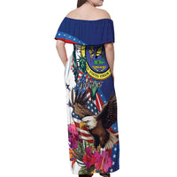 Personalized US Virgin Islands 4th of July Off Shoulder Maxi Dress US Eagle Statue of Liberty