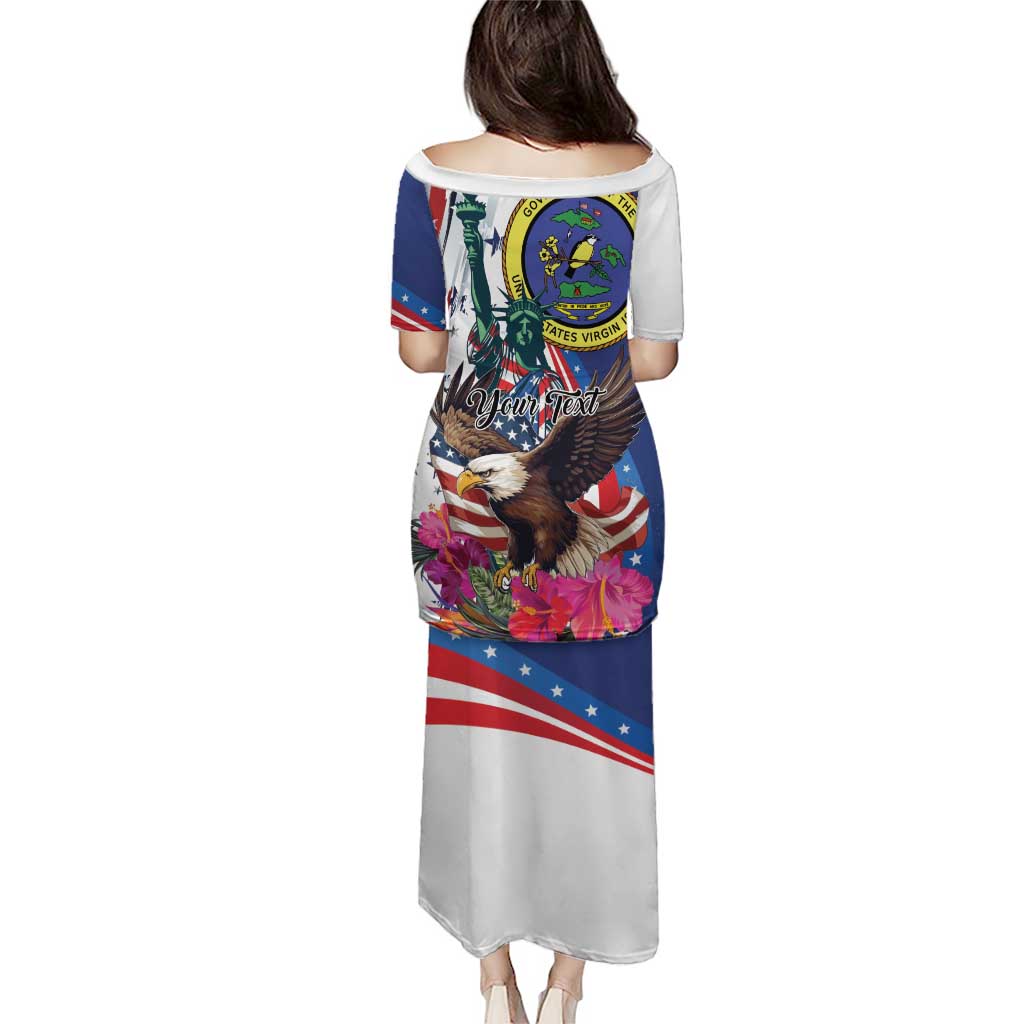 Personalized US Virgin Islands 4th of July Puletasi US Eagle Statue of Liberty