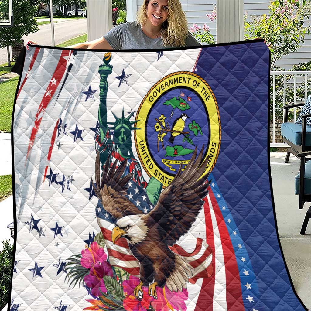 US Virgin Islands 4th of July Quilt US Eagle Statue of Liberty