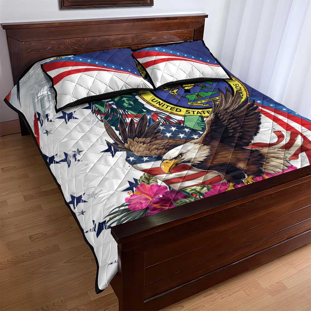 US Virgin Islands 4th of July Quilt Bed Set US Eagle Statue of Liberty