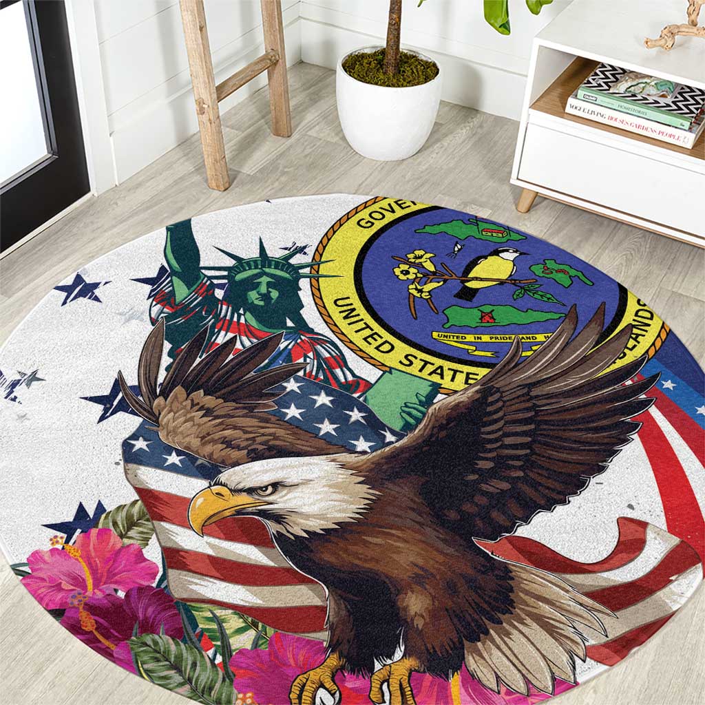US Virgin Islands 4th of July Round Carpet US Eagle Statue of Liberty