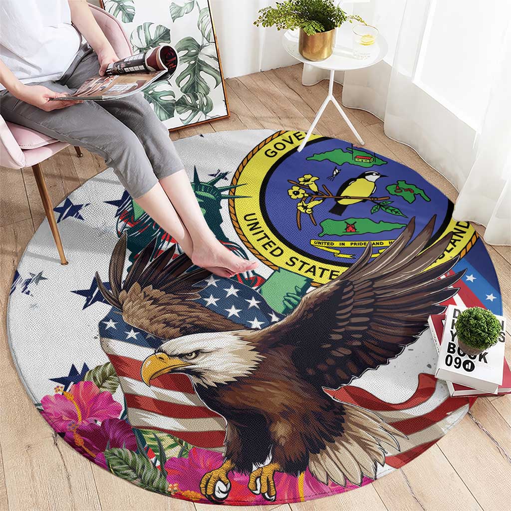 US Virgin Islands 4th of July Round Carpet US Eagle Statue of Liberty