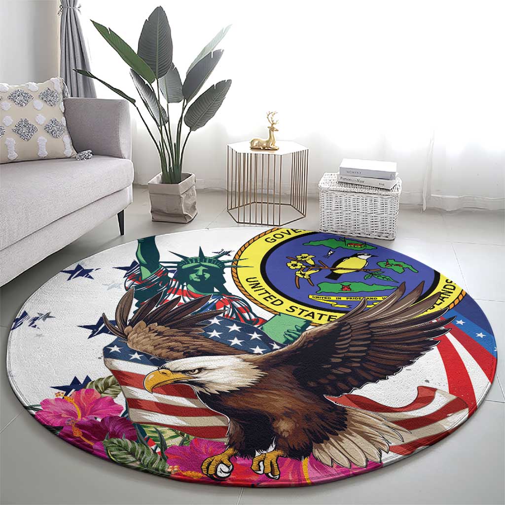 US Virgin Islands 4th of July Round Carpet US Eagle Statue of Liberty