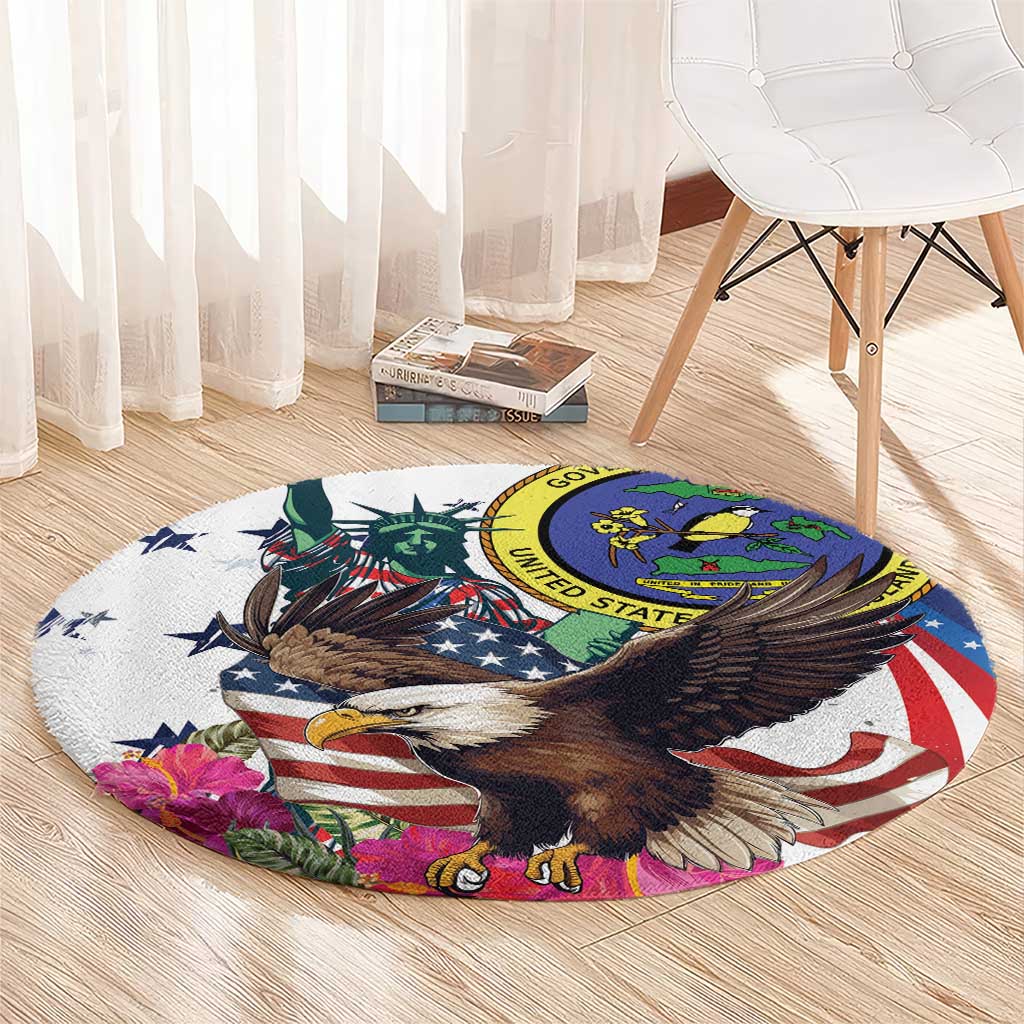 US Virgin Islands 4th of July Round Carpet US Eagle Statue of Liberty