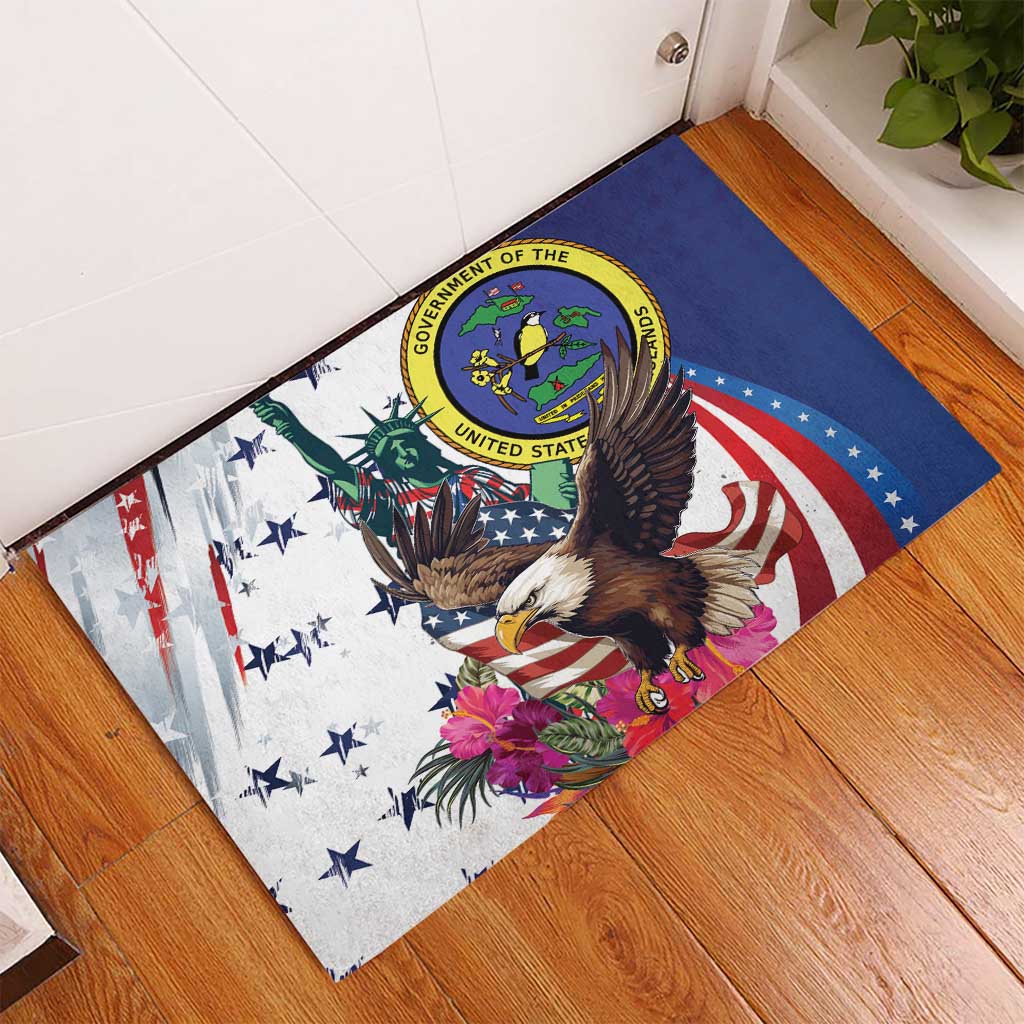 US Virgin Islands 4th of July Rubber Doormat US Eagle Statue of Liberty